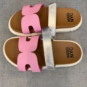 Madden NYC Kids Pink & Silver Slide Sandals